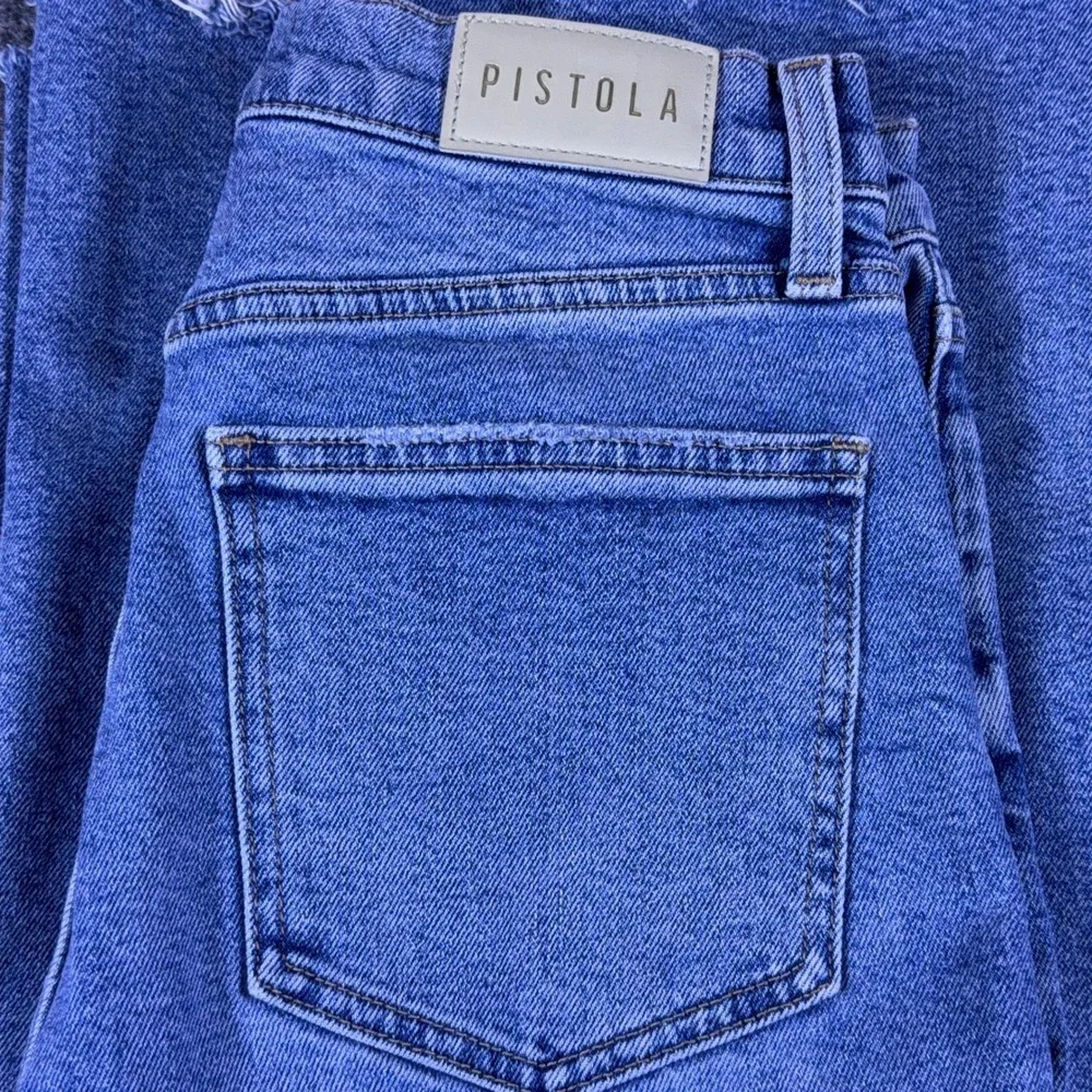 Pistola Womens High Rise Wide Leg Raw Hem Jeans Blue Denim Size 27